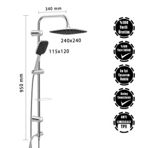 Baymera Aqua Chrome Space Tepe Duş Seti VLTM-5160